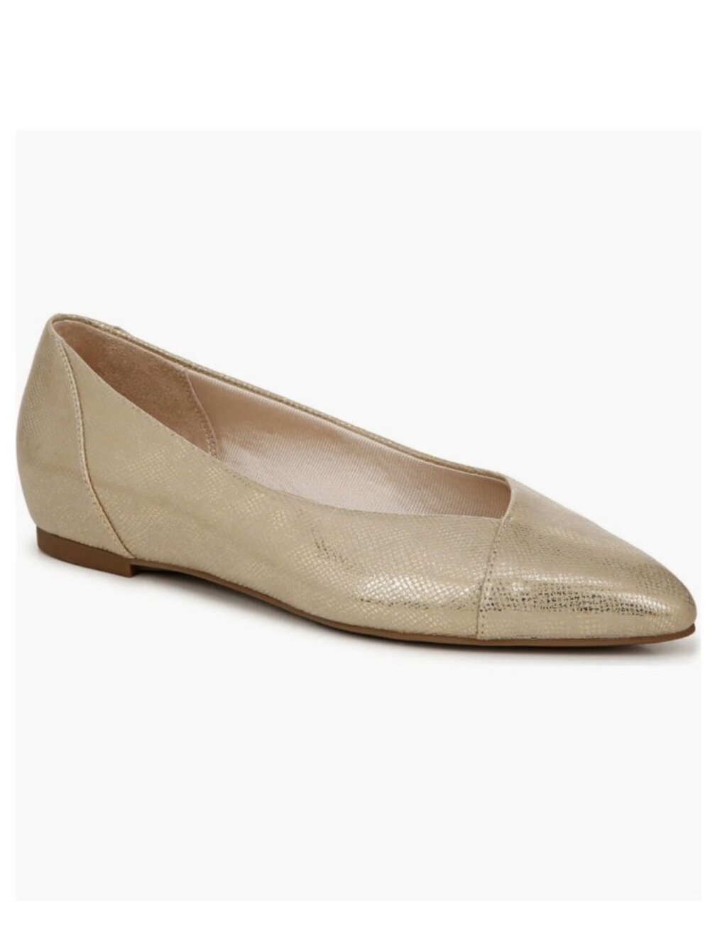 Life Stride NWOT SZ6.5 Promise Pale Gold Metallic Ballet Flats Dressy or Casual
